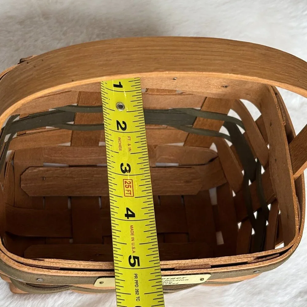Longaberger Small Vintage 1987 Christmas Mistletoe Basket With Green Stripes